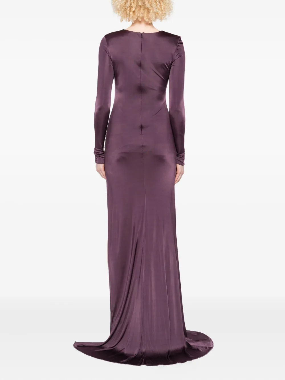 Giuseppe Di Morabito Draped Jewel-embellished Gown In Burgundy
