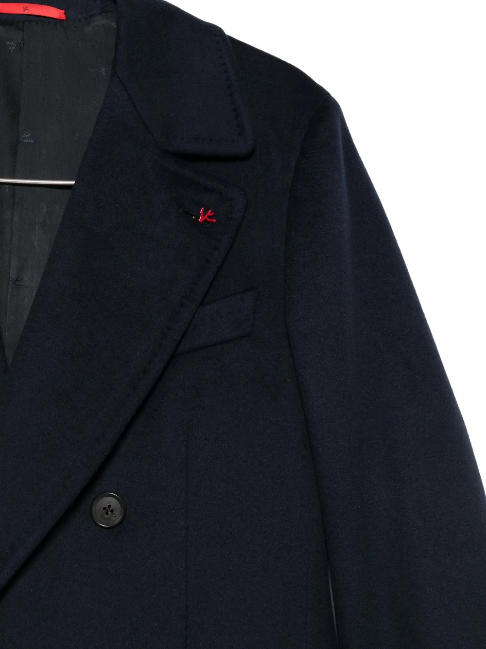 Isaia Double-breasted Patch-pocket Coat In Blue