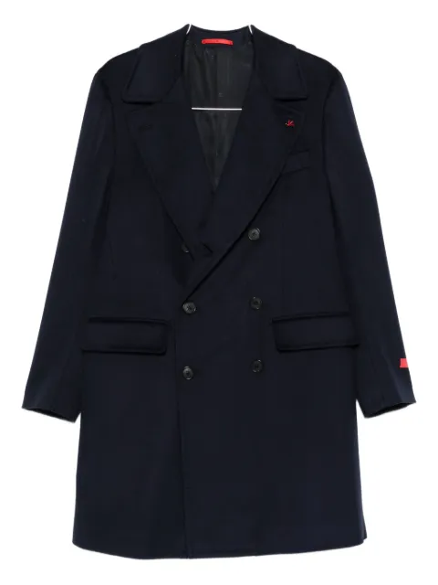 Isaia double-breasted patch-pocket coat