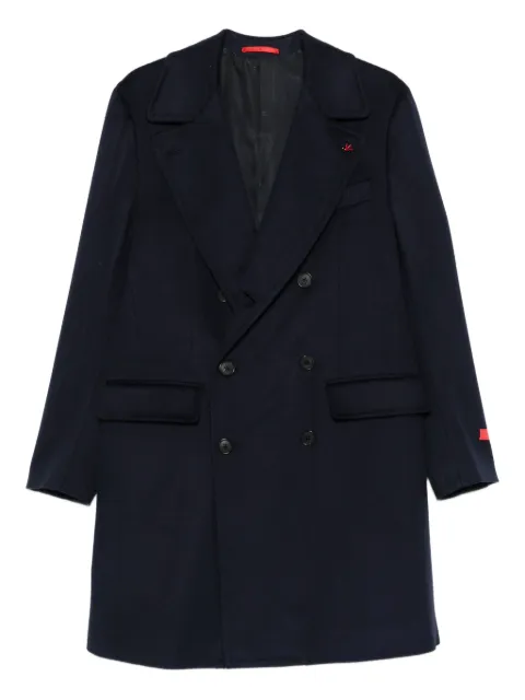 Isaia double-breasted patch-pocket coat