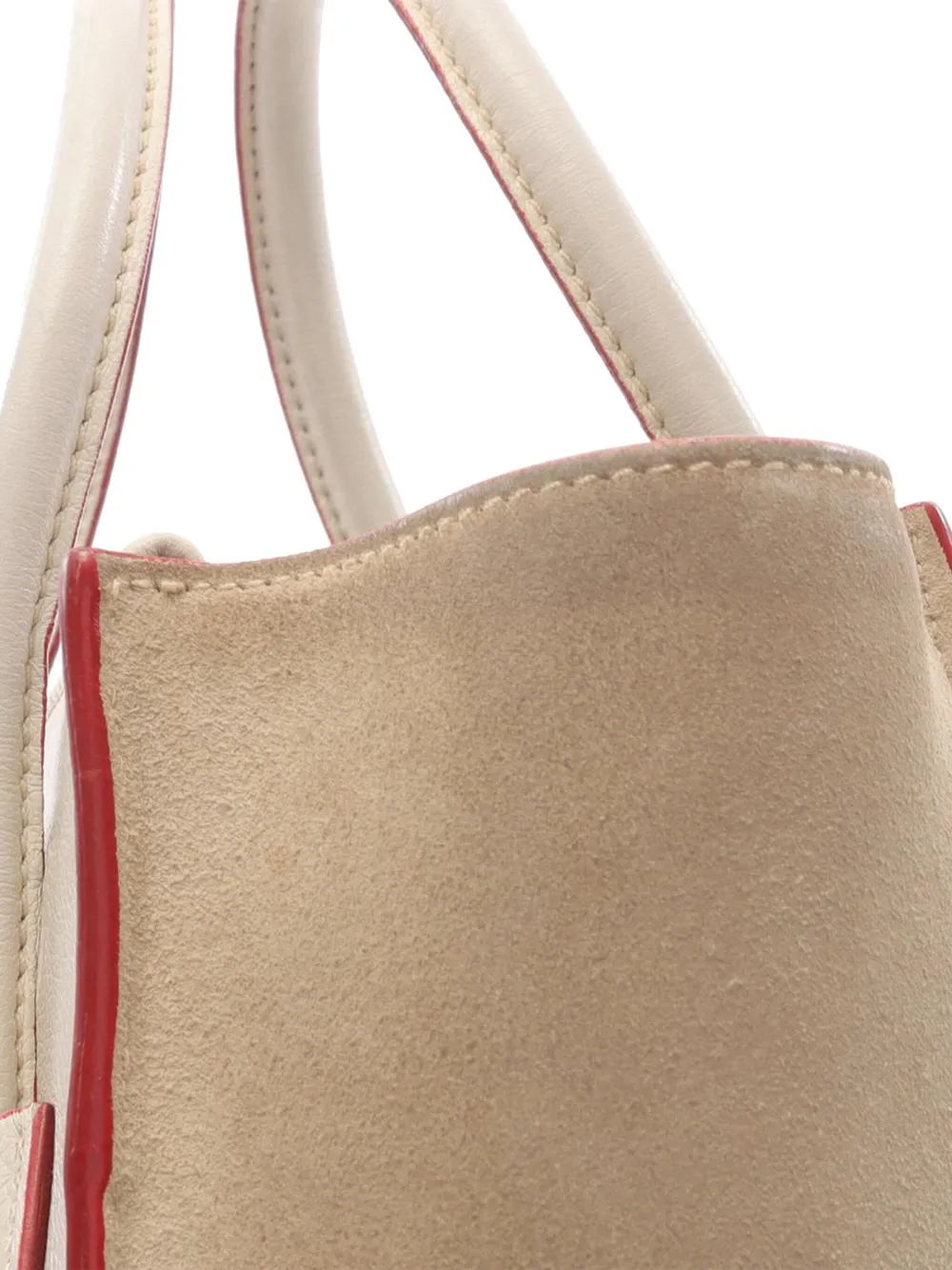 Pre-owned Prada 2000-2025 Mini Scamosciato Trimmed Glace Calf Twin Pocket Satchel In White