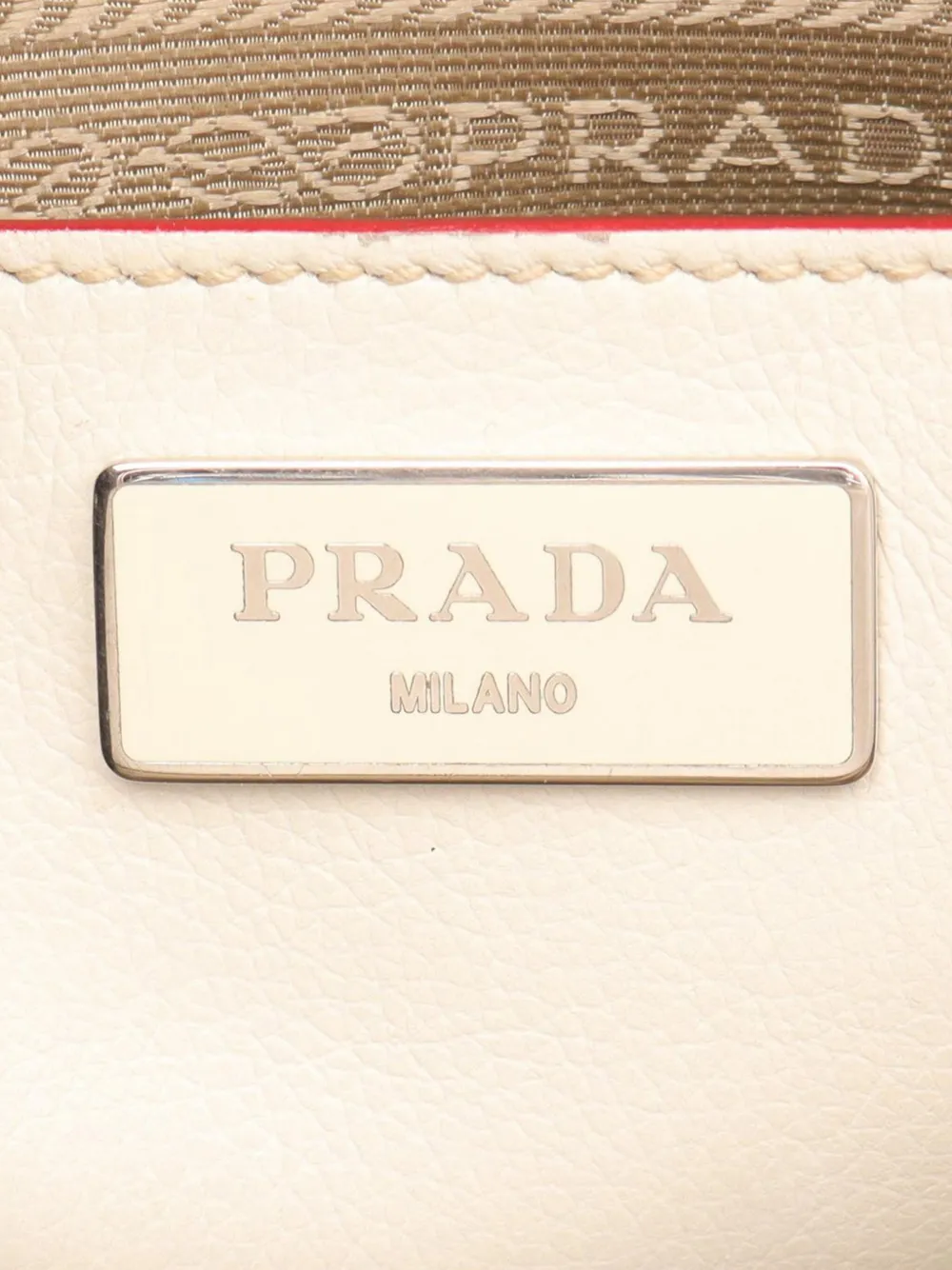 Pre-owned Prada 2000-2025 Mini Scamosciato Trimmed Glace Calf Twin Pocket Satchel In White