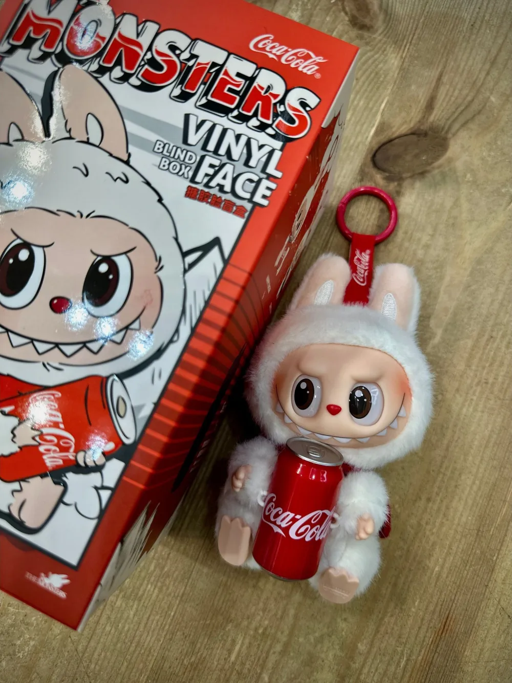 Pop Mart Labubu The Monsters Coca Cola Series Vinyl Face Keyring In White