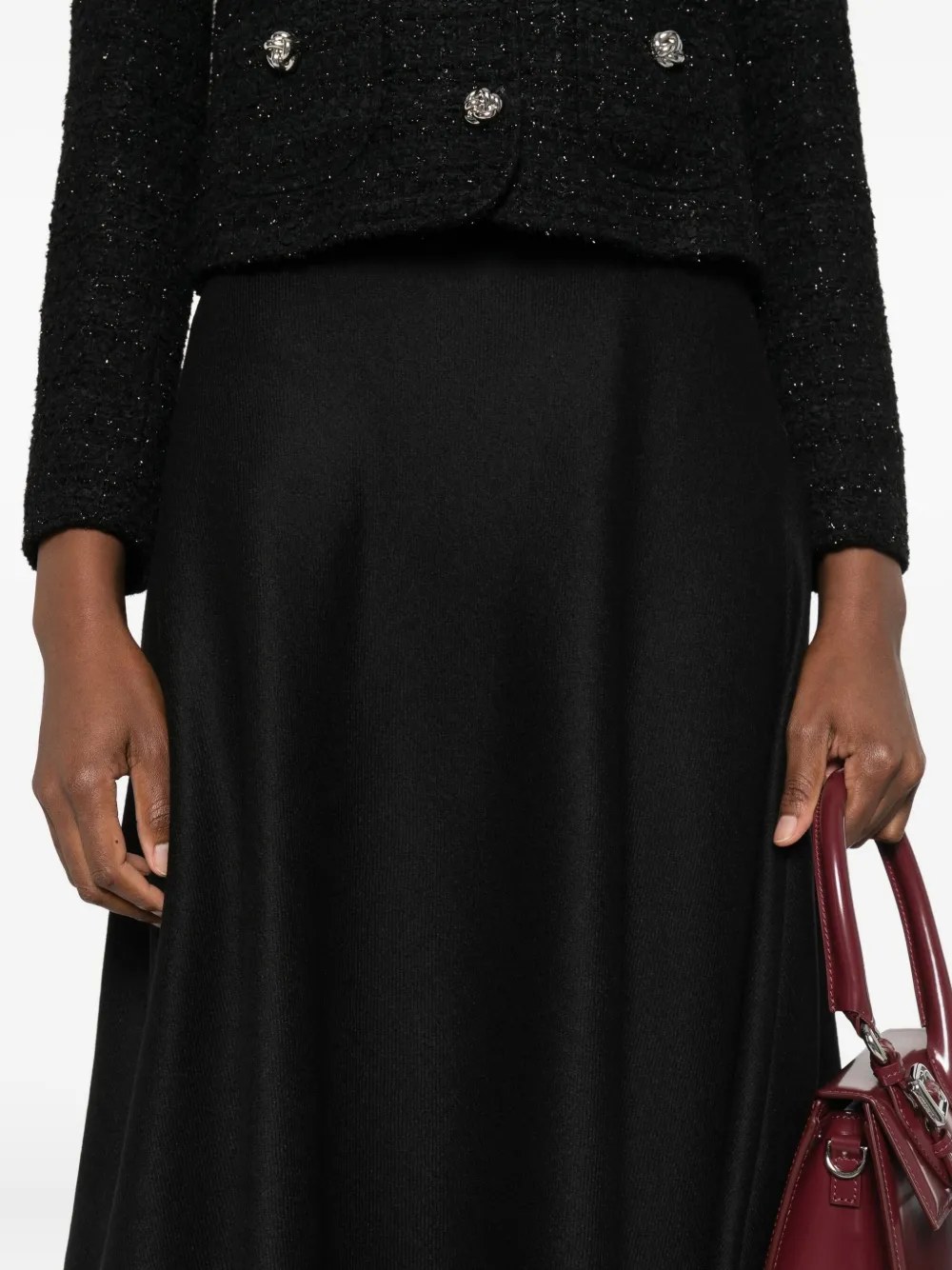Tagliatore Flared A-line Midi Skirt In Black