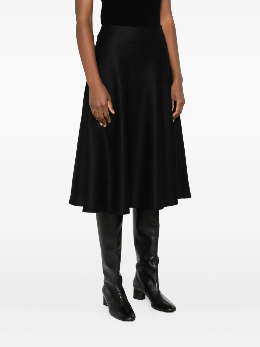 Tagliatore Flared A-line Midi Skirt In Black