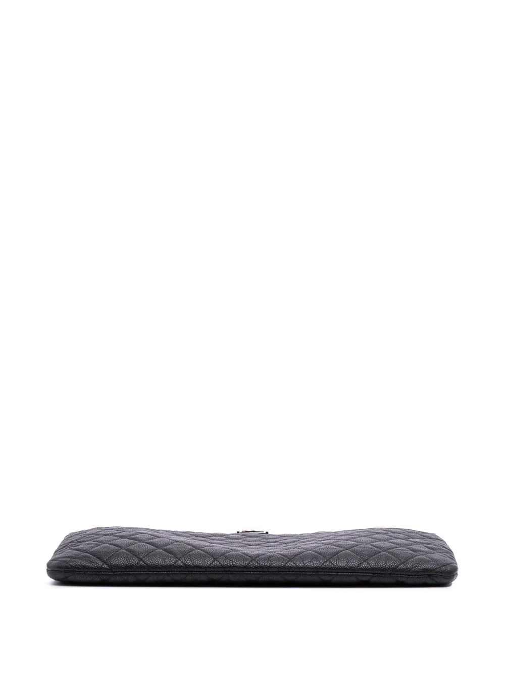 Pre-owned Chanel 2016-2017 Large Quilted Caviar Boy O Case Clutch Bag In Black