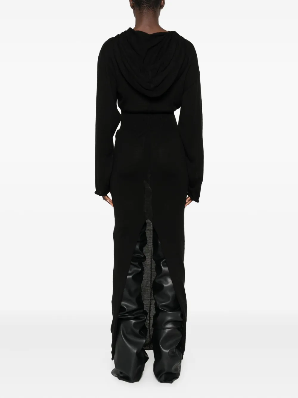 Rick Owens Hooded Wool Dress In Multi