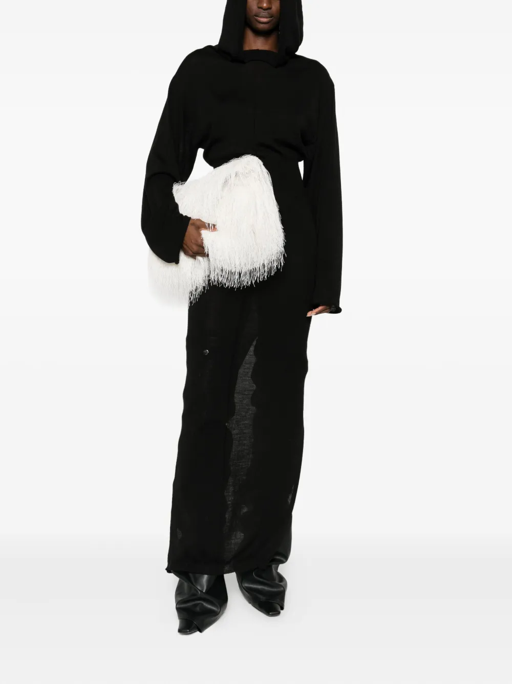 Rick Owens hooded wool dress - Zwart