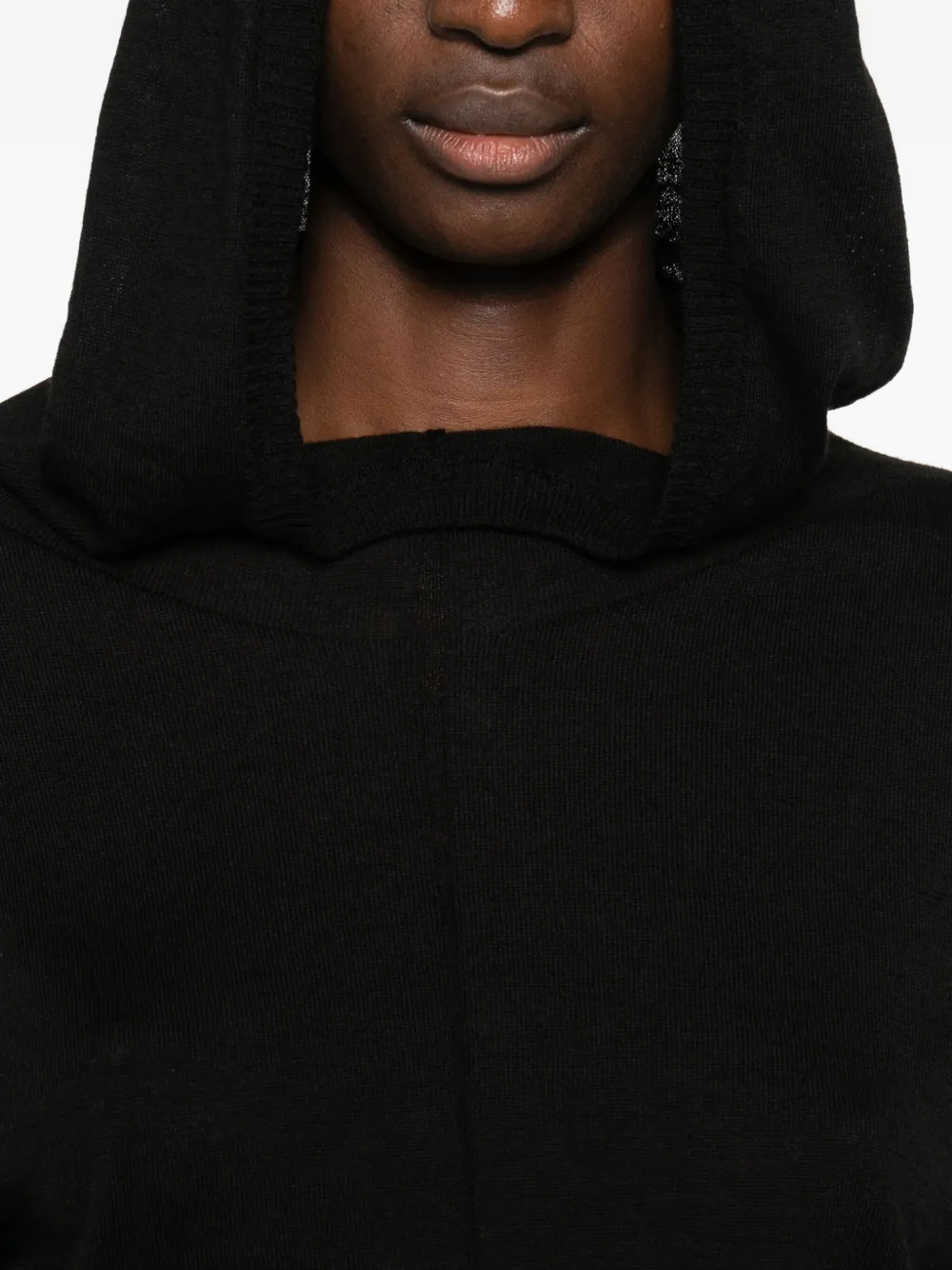 Rick Owens Hooded Wool Dress In Multi