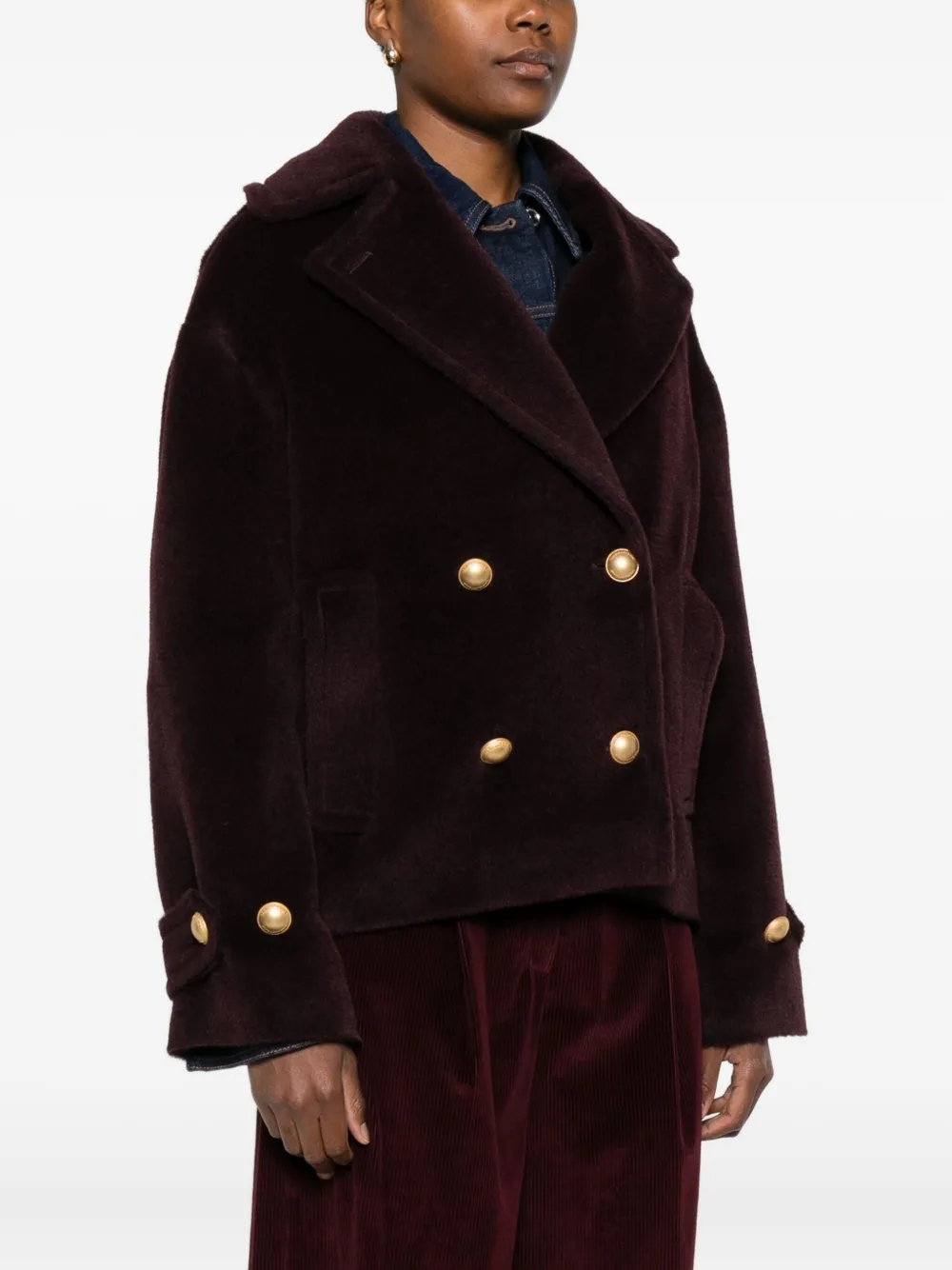 Tagliatore Jas van alpacawol met dubbele rij knopen Rood