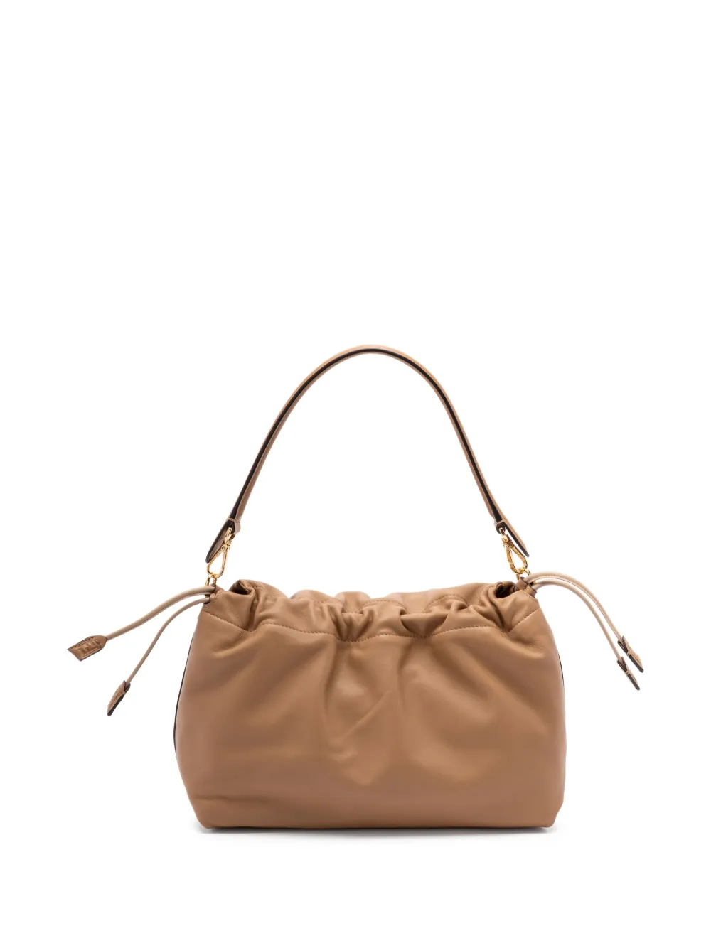 FENDI large Mamma Baguette logo-plaque gathered shoulder bag - Bruin