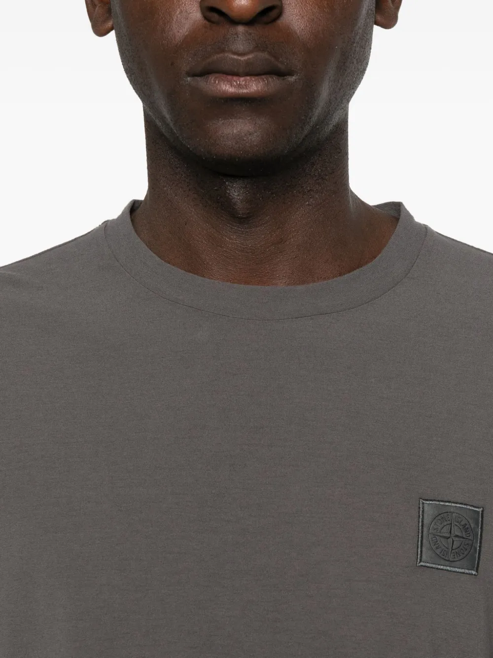 Stone Island Logo-patch Long-sleeve T-shirt In Gray