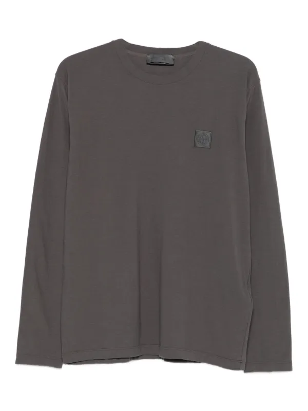 Stone Island logo-patch long-sleeve T-shirt Grey FARFETCH JO - Main Image