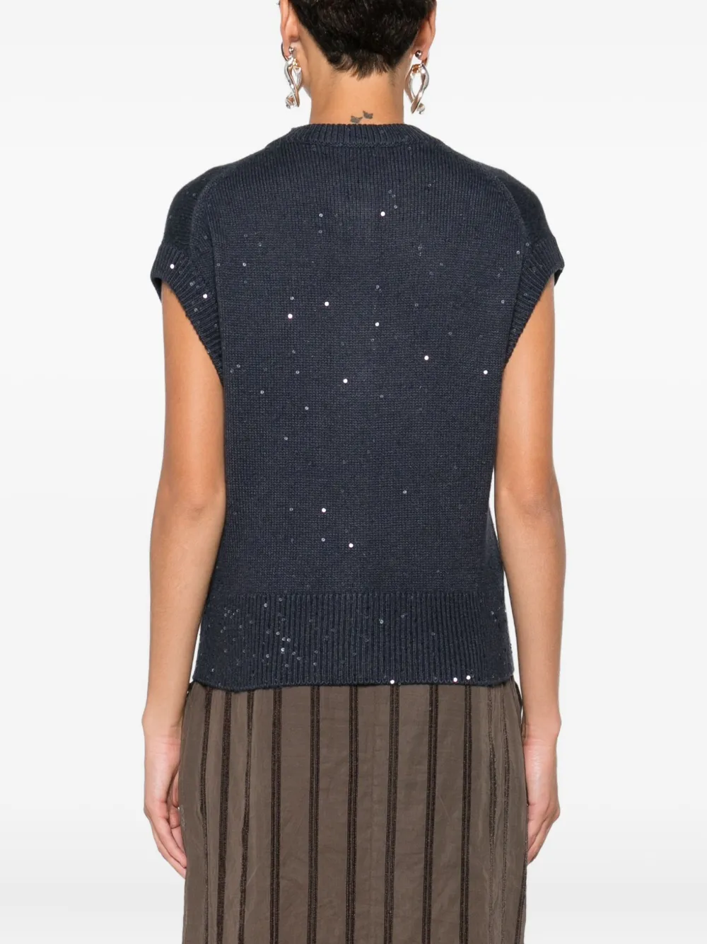 Brunello Cucinelli Sequin-embellished Cardigan In Blue