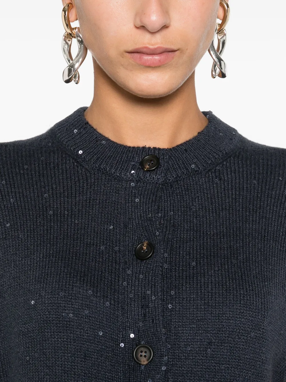 Brunello Cucinelli Sequin-embellished Cardigan In Blue