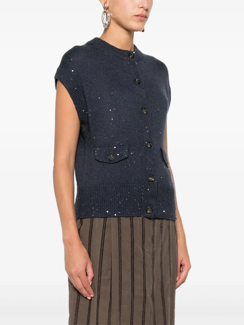 Brunello Cucinelli Sequin-embellished Cardigan In Blue