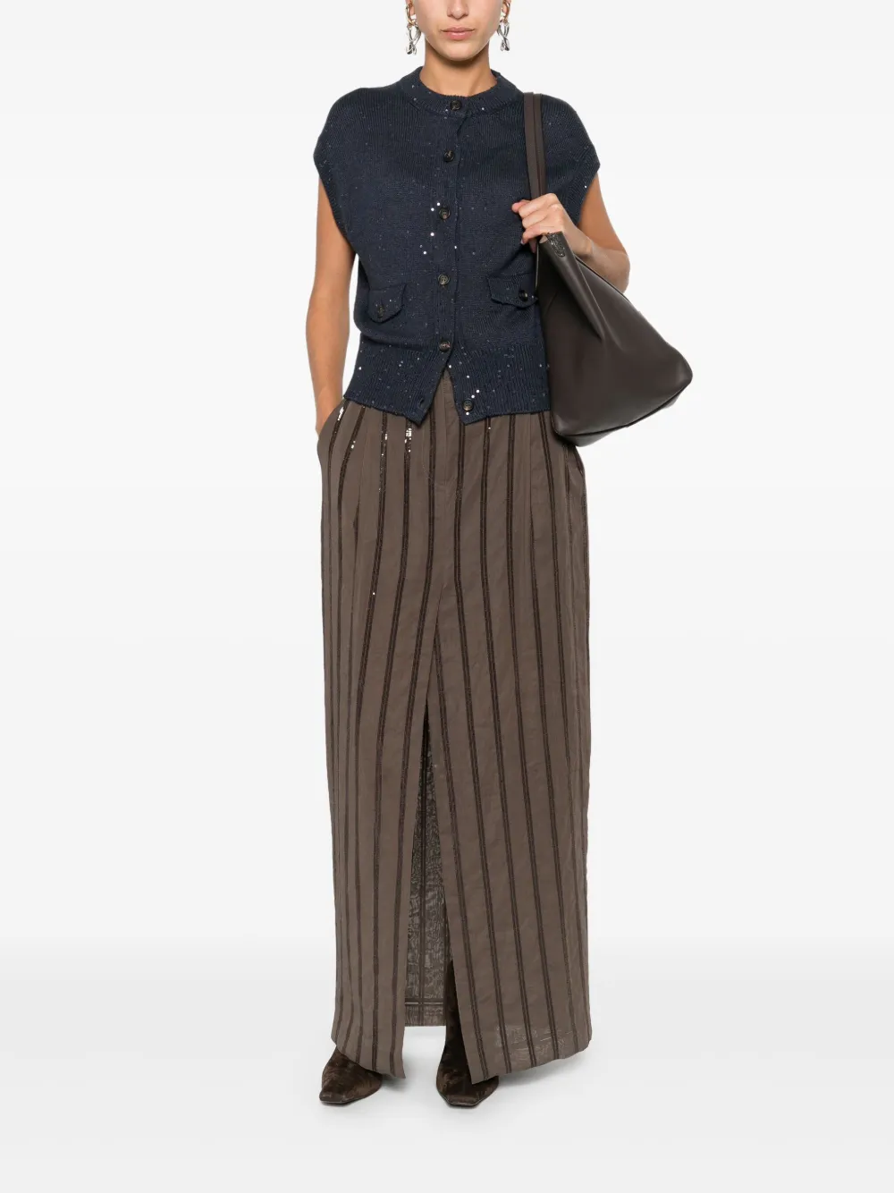 Brunello Cucinelli Sequin-embellished Cardigan In Blue