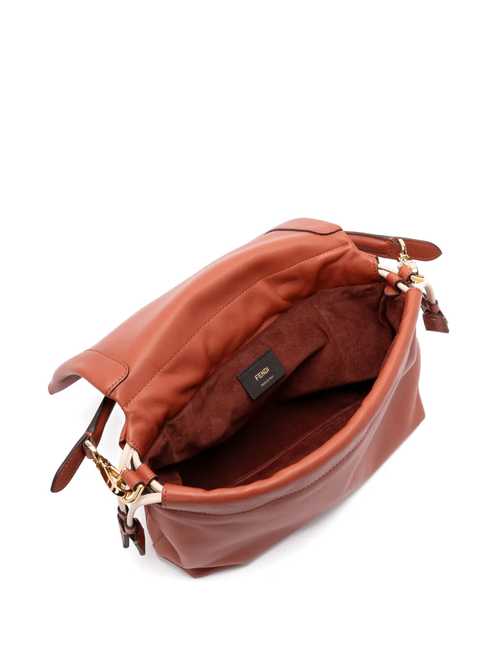 FENDI medium Mamma Baguette logo-plaque shoulder bag - Bruin