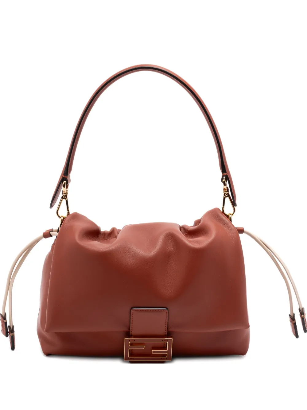 FENDI medium Mamma Baguette logo-plaque shoulder bag | Brown | Image 1