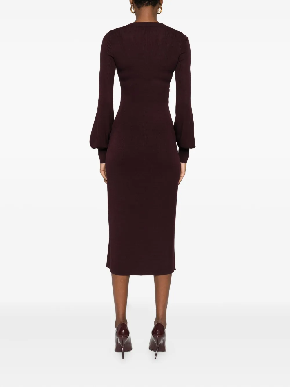 Elisabetta Franchi Jurk met V-hals en ballonmouwen Rood