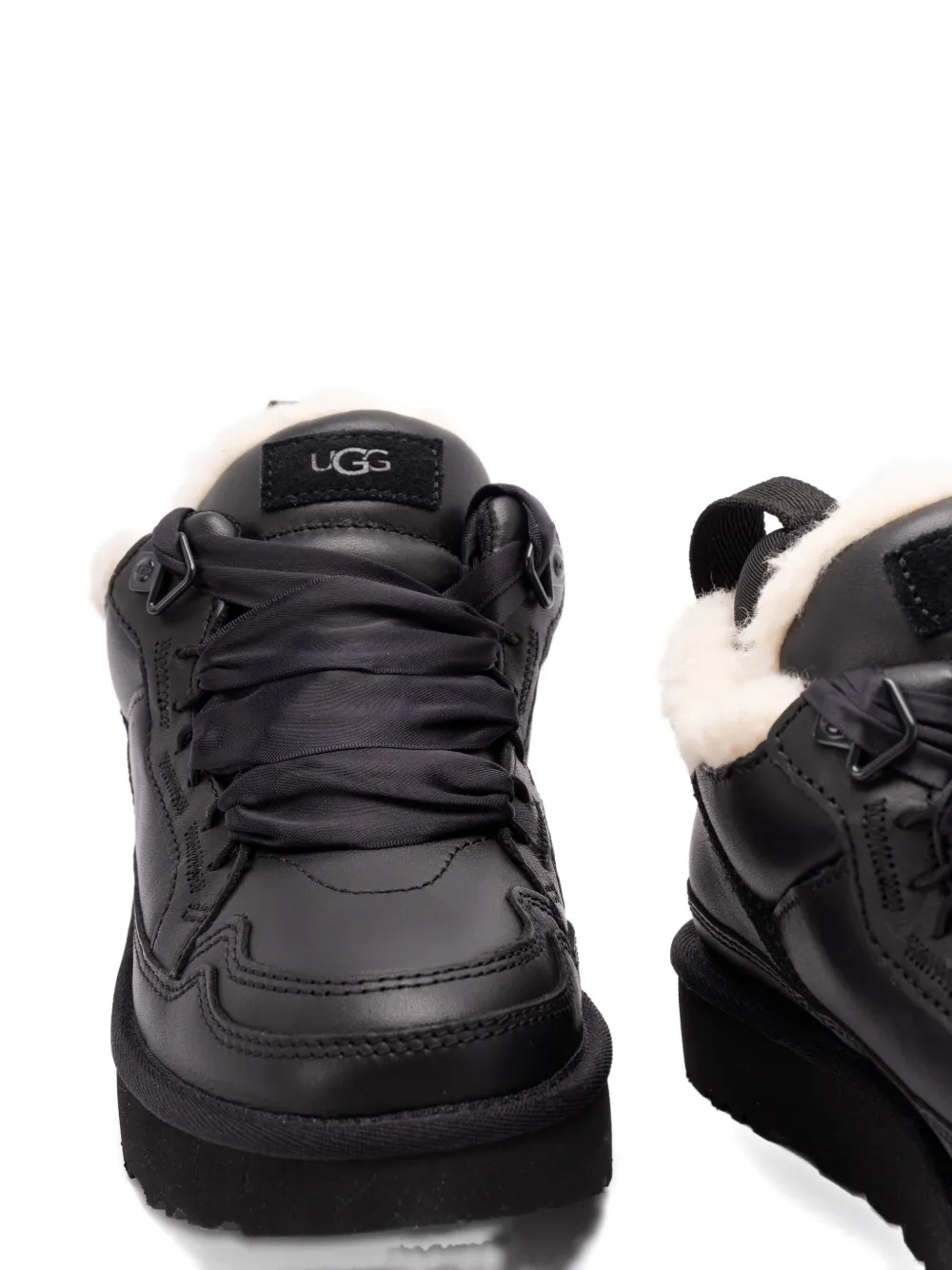 Ugg Lowmel Lace-up Shearling Sneakers In Black