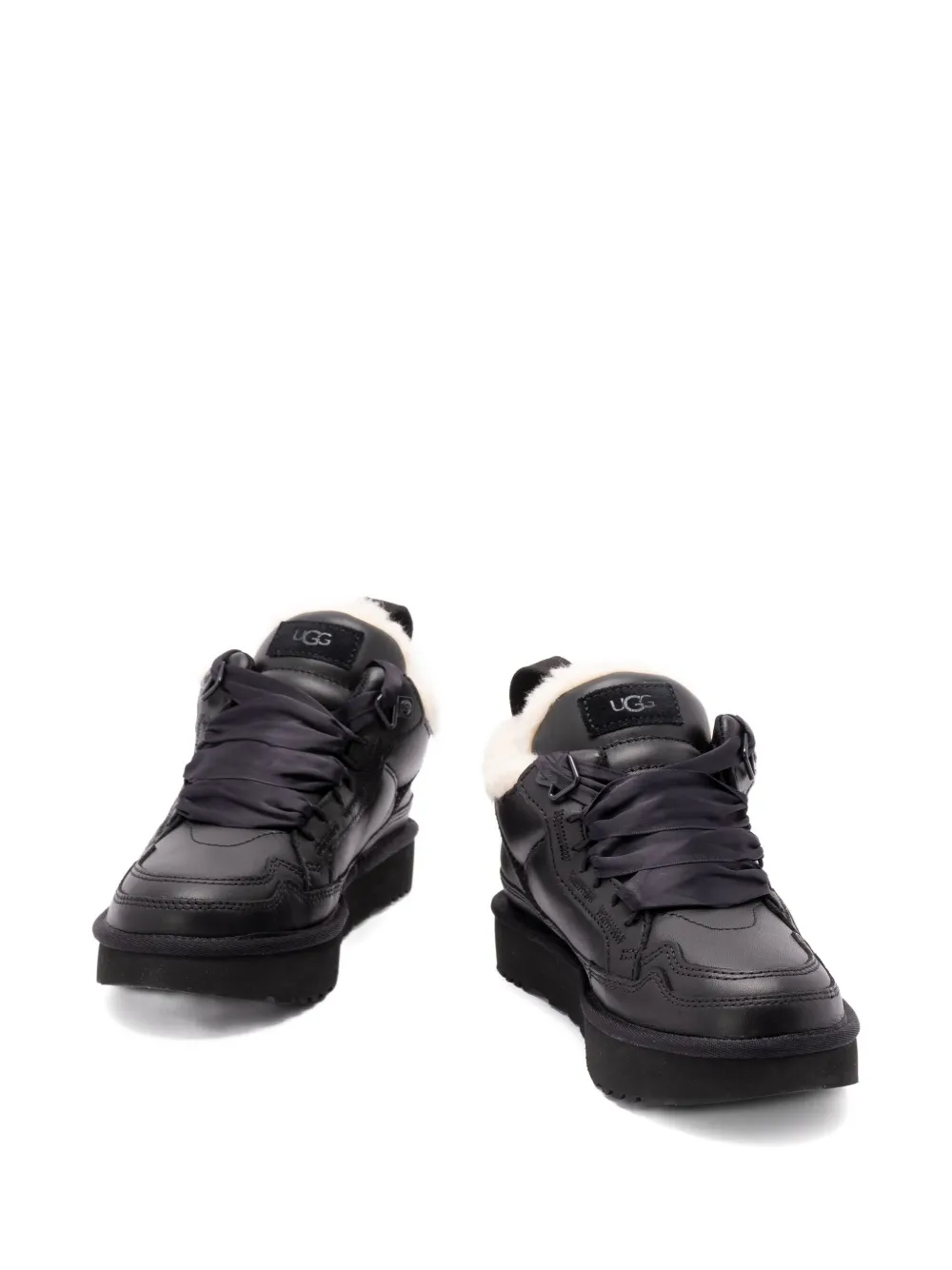 Ugg Lowmel Lace-up Shearling Sneakers In Black