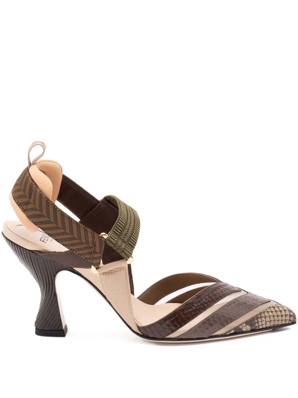 FENDI 85mm snakeskin-effect leather heeled pumps Bruin
