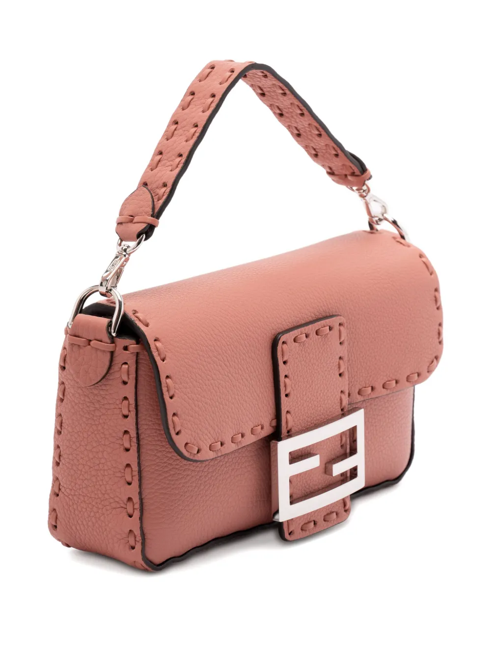 Fendi Sienna Brown Selleria Bag With 309 Hand-sewn Topstitches In Brown