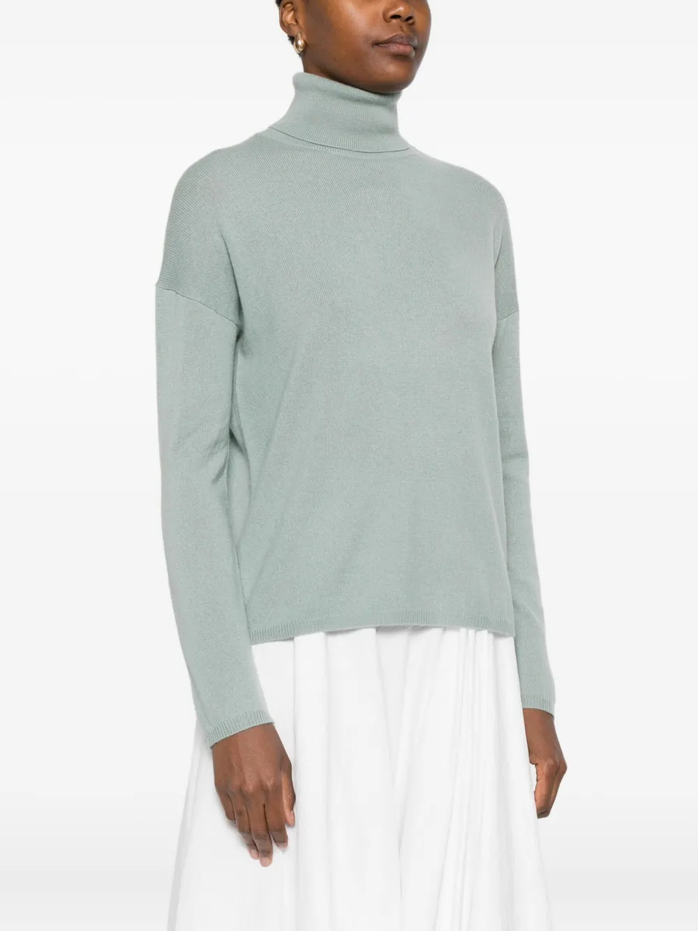 Allude Turtleneck Long-sleeve Sweater In Green