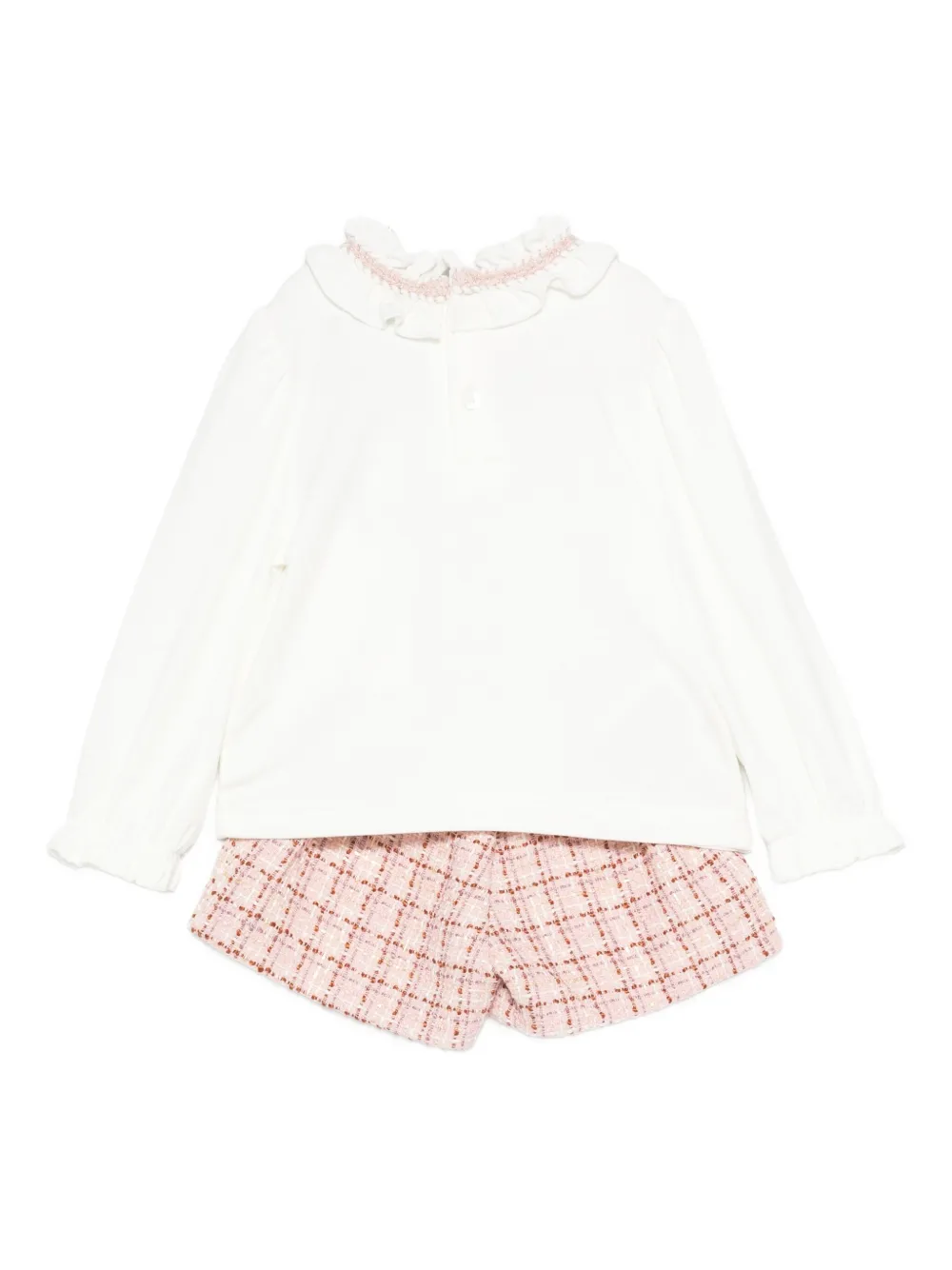 Abel & Lula Frill-neck Tweed Tracksuit In Multi
