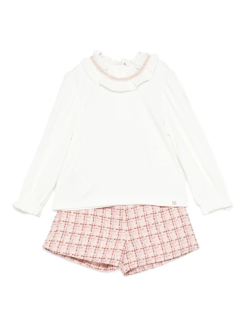 Abel & Lula Frill-neck Tweed Tracksuit In Multi