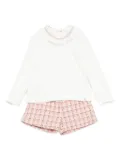 Abel & Lula frill-neck tweed tracksuit - White