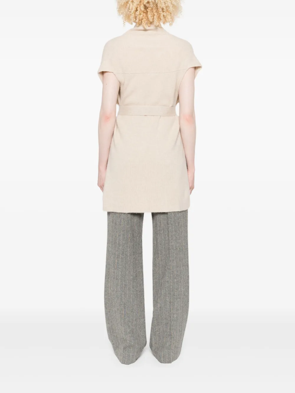 Joseph Belted Sleeveless Cardigan In Neutral