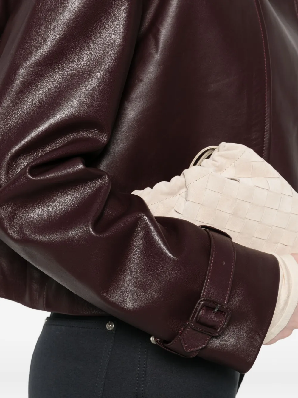 JOSEPH Leren jack met dubbele rij knopen Rood