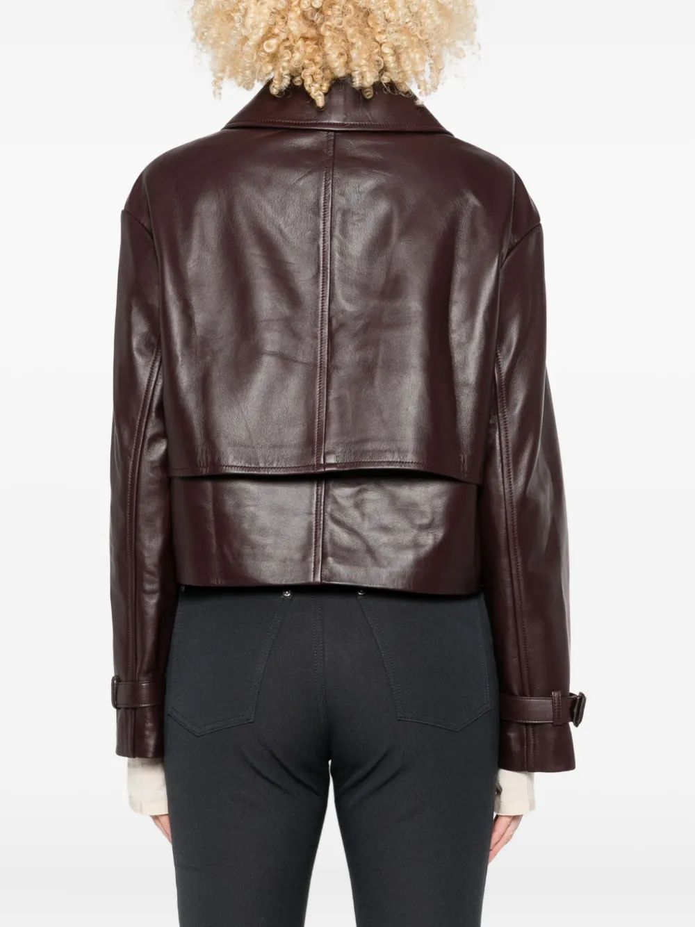 JOSEPH Leren jack met dubbele rij knopen Rood