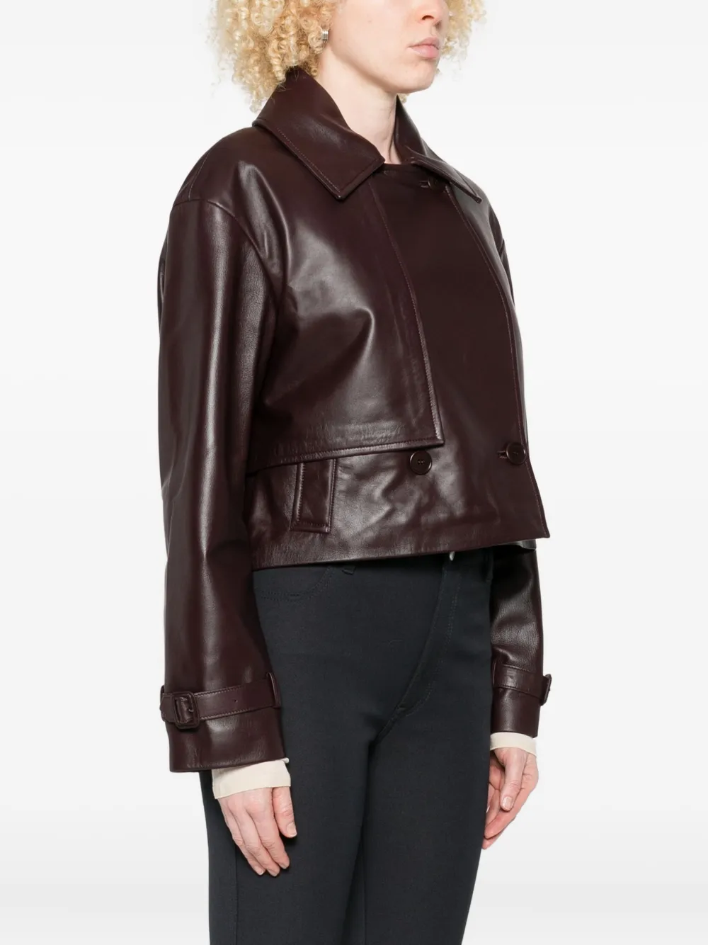 JOSEPH Leren jack met dubbele rij knopen Rood