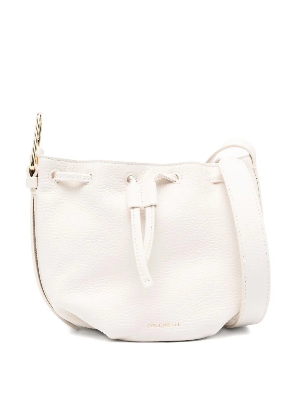 Coccinelle Malory drawstring leather bucket bag | White | Image 1