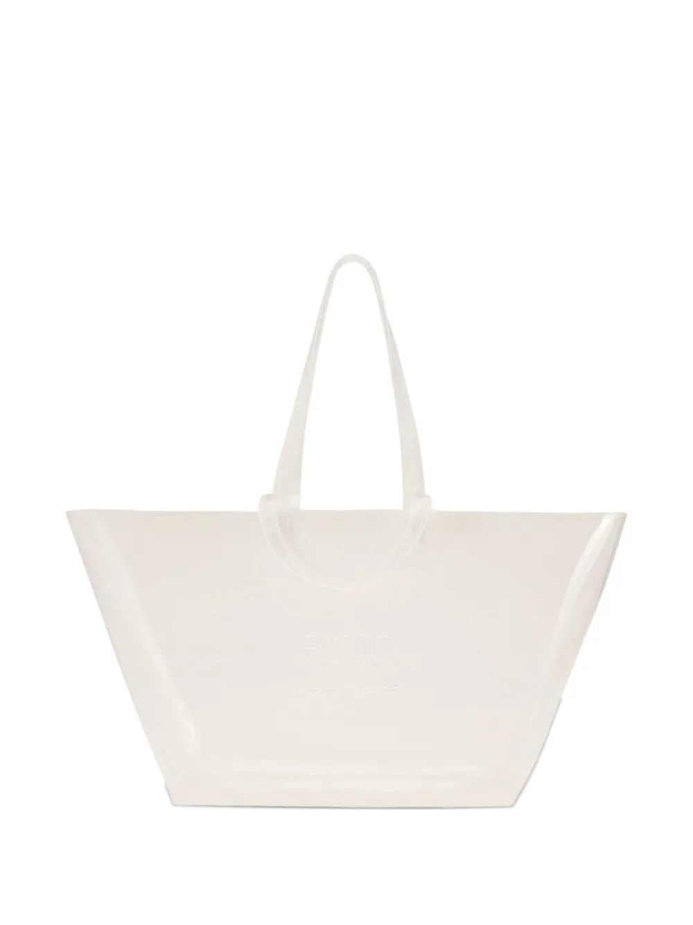 Ami Alexandre Mattiussi Medium Embossed-logo Clear Tote Bag In Neutral
