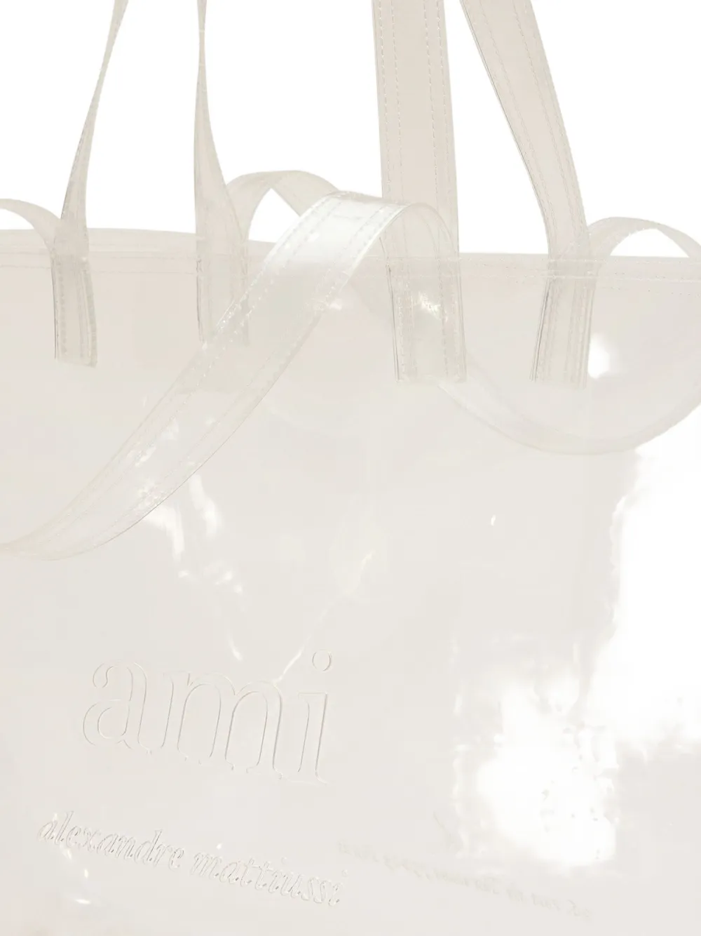 Ami Alexandre Mattiussi Medium Embossed-logo Clear Tote Bag In Neutral