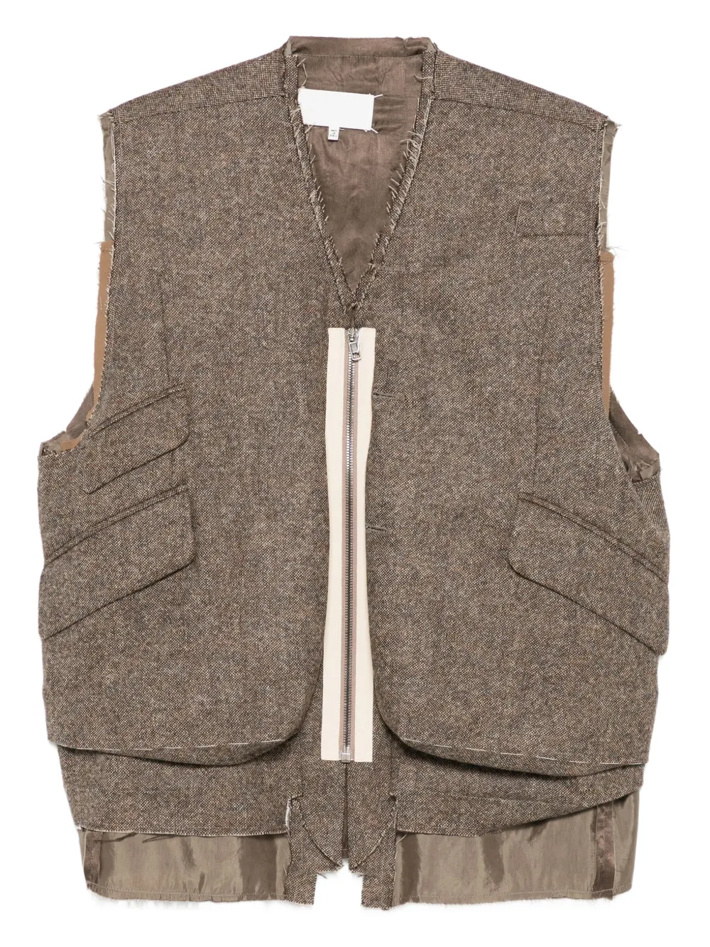 Maison Margiela pocket-detail frayed-edge gilet | Brown | Image 1