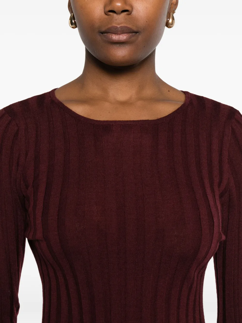 Hugenberg Ribbed Crew-neck Sweater In Burgundy
