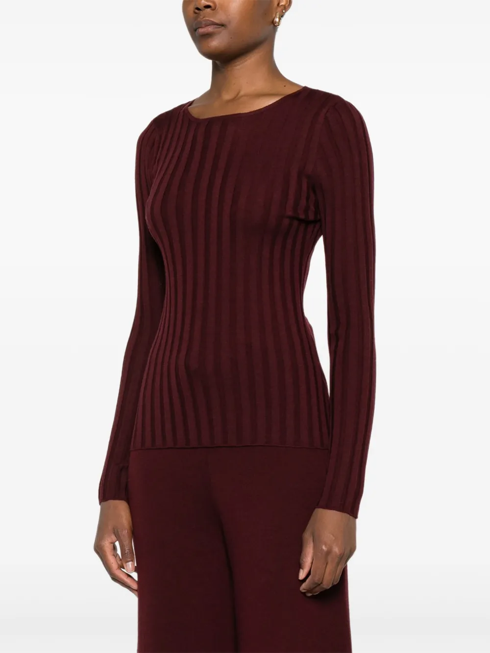 Hugenberg Ribbed Crew-neck Sweater In Burgundy