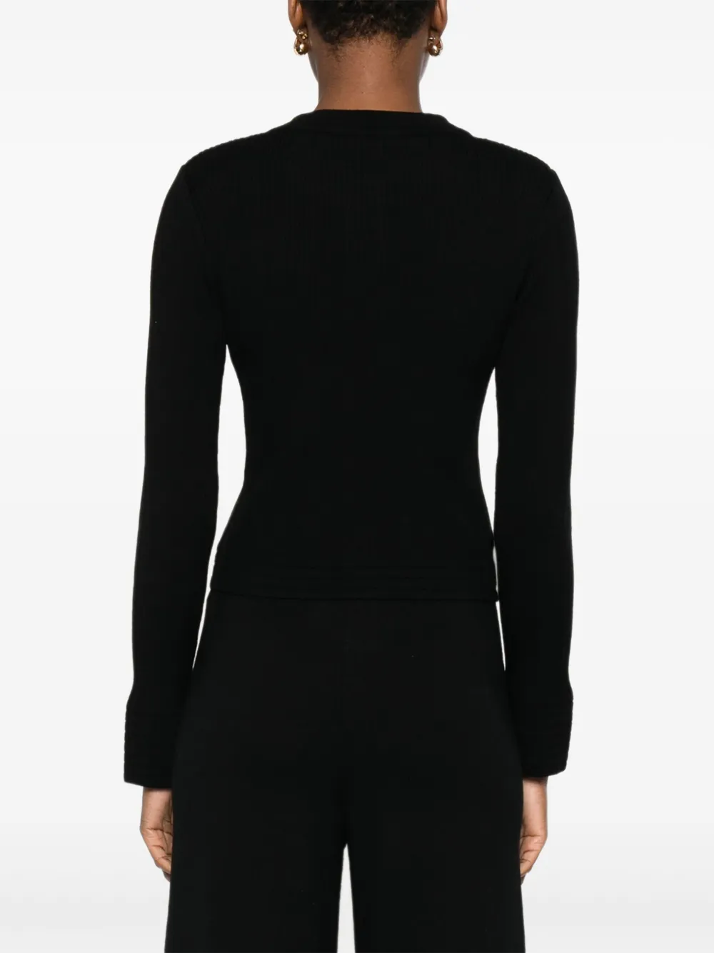 Hugenberg Ribbed Button Cardigan In Black
