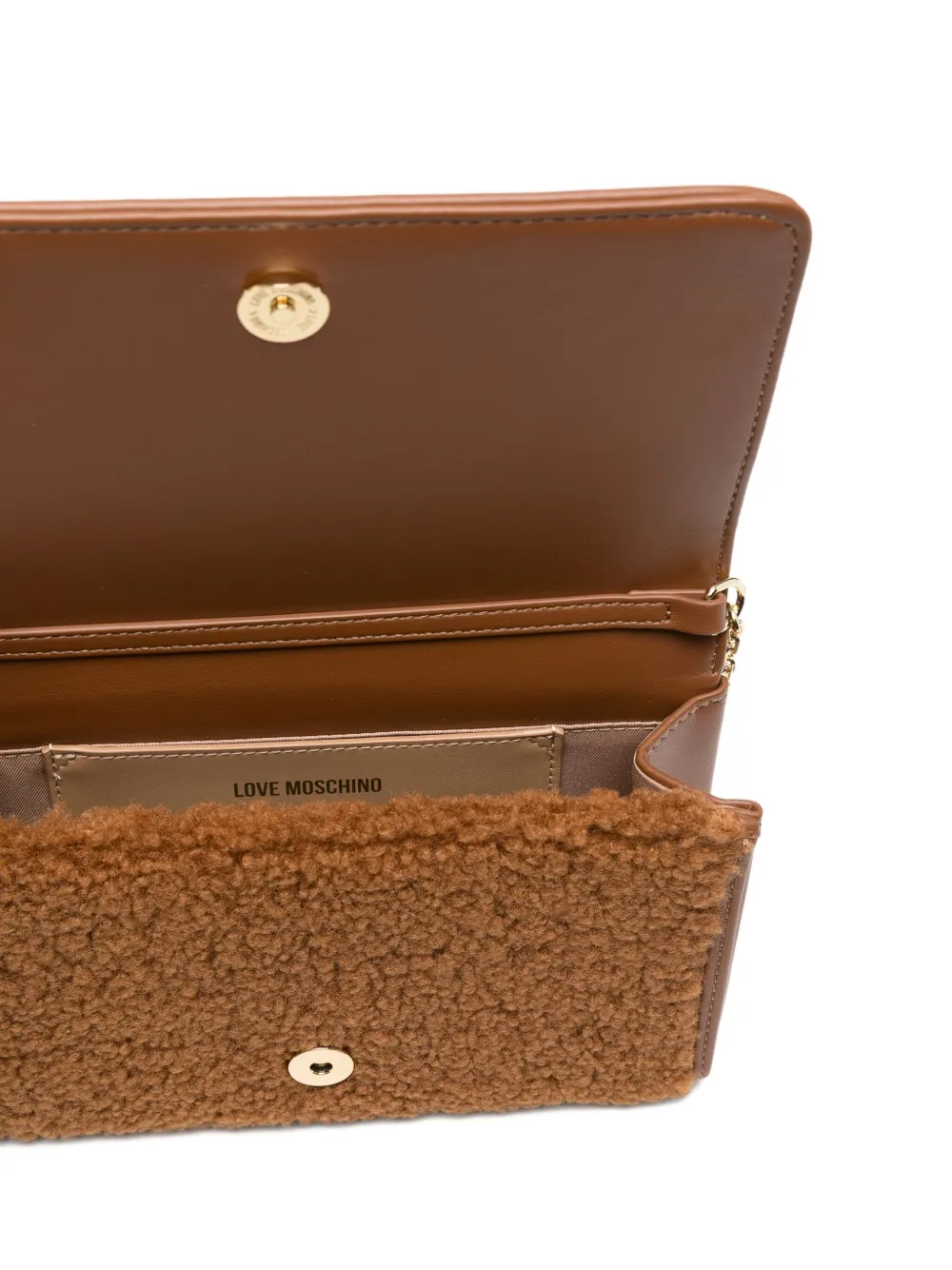 Love Moschino Shearling Chain-strap Cross Body Bag In Brown