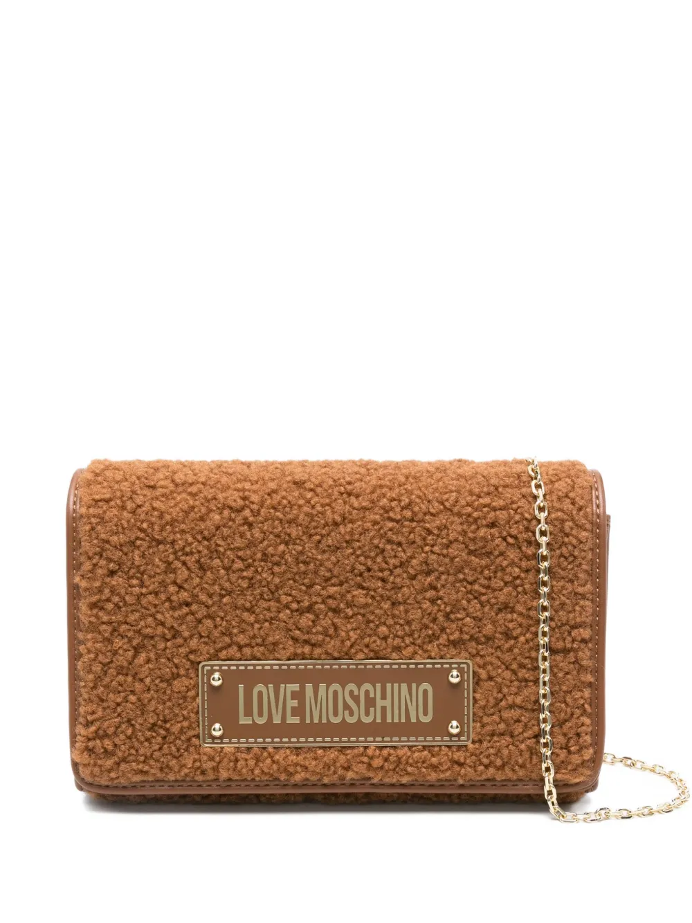 Love Moschino shearling chain-strap cross body bag | Brown | Image 1
