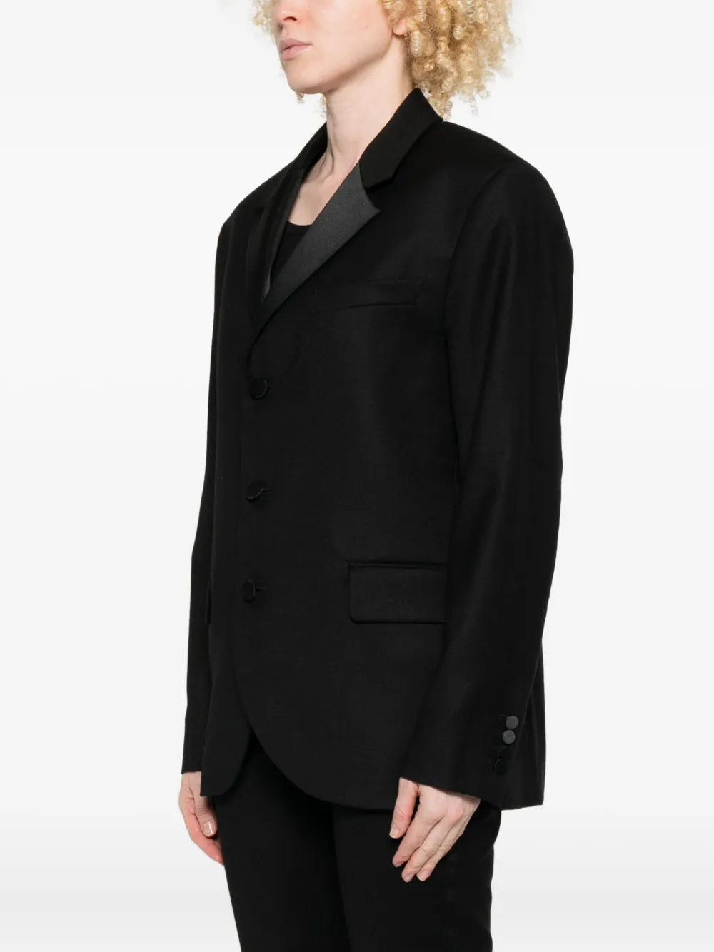 Barena Venezia Satin-lapel Three-button Blazer In Black