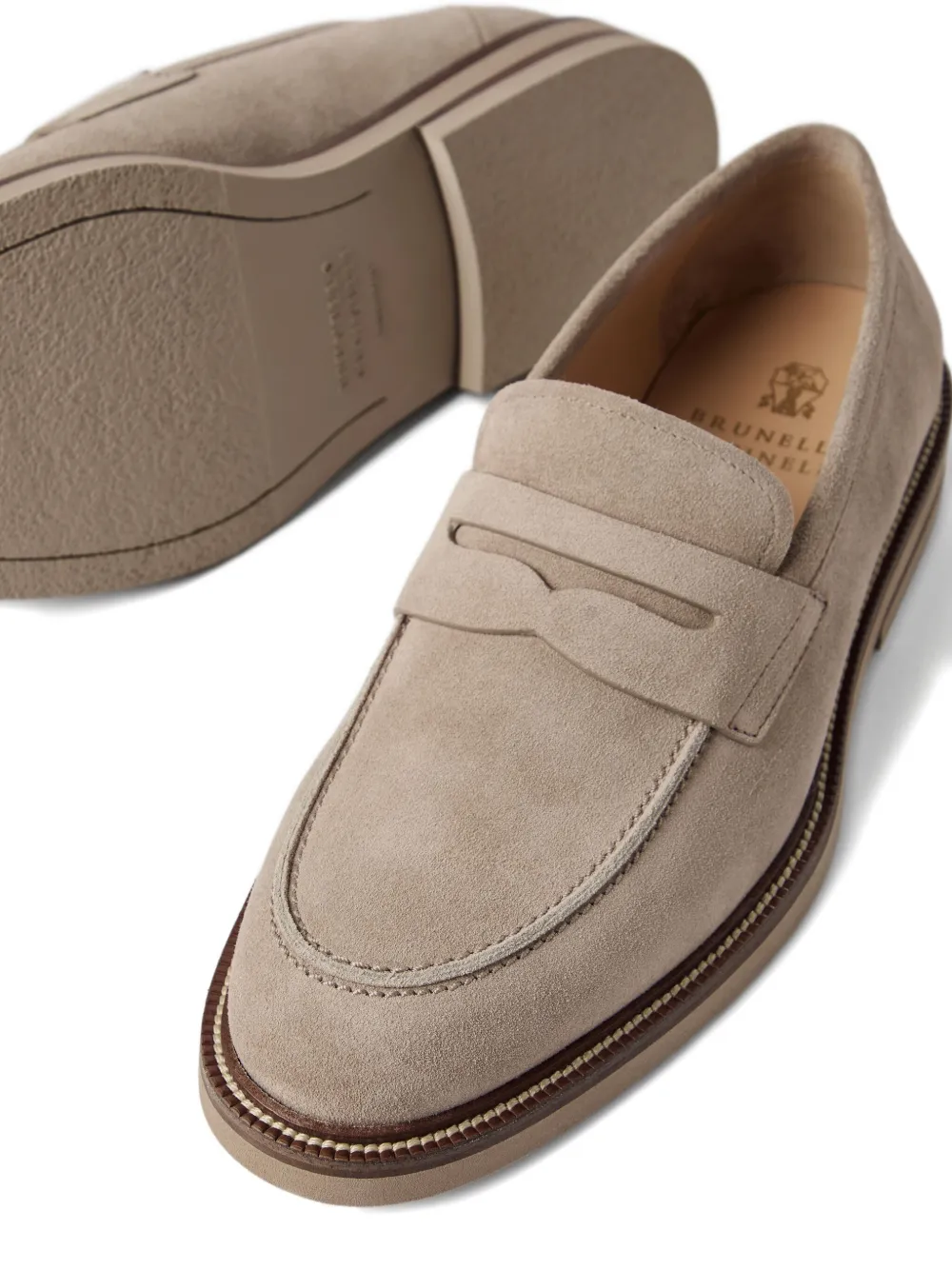 Brunello Cucinelli penny-suede loafers Neutrals