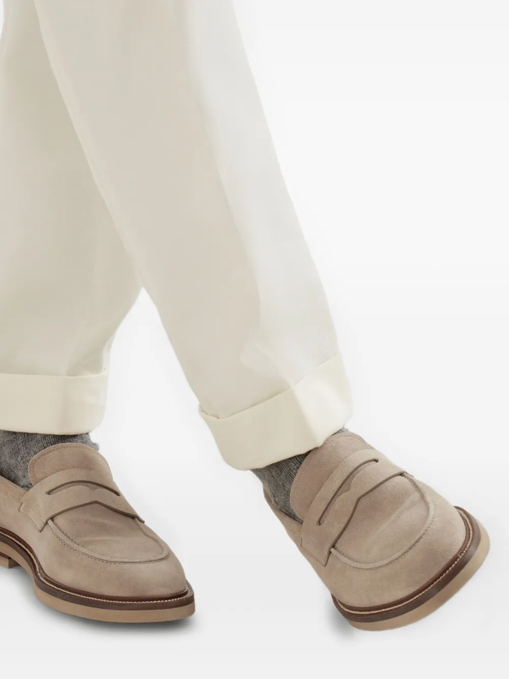 Brunello Cucinelli penny-suede loafers Neutrals