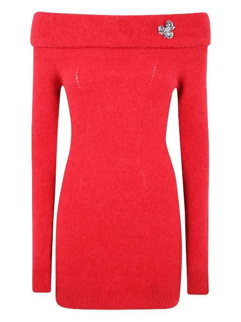 Blumarine robe à épaules dénudées ornée d'une fleur