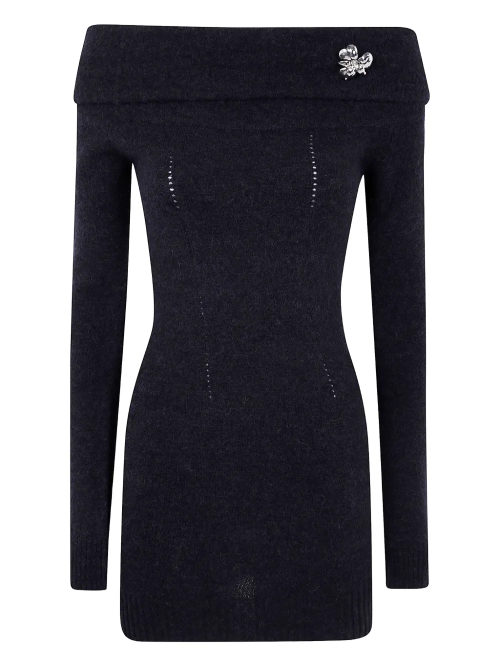 Blumarine robe à épaules dénudées ornée d'une fleur | noir | Image 1